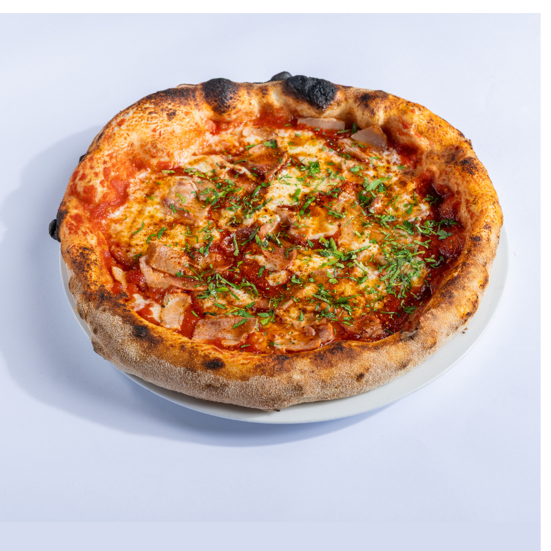 Pizza Tocino y miel al merken 